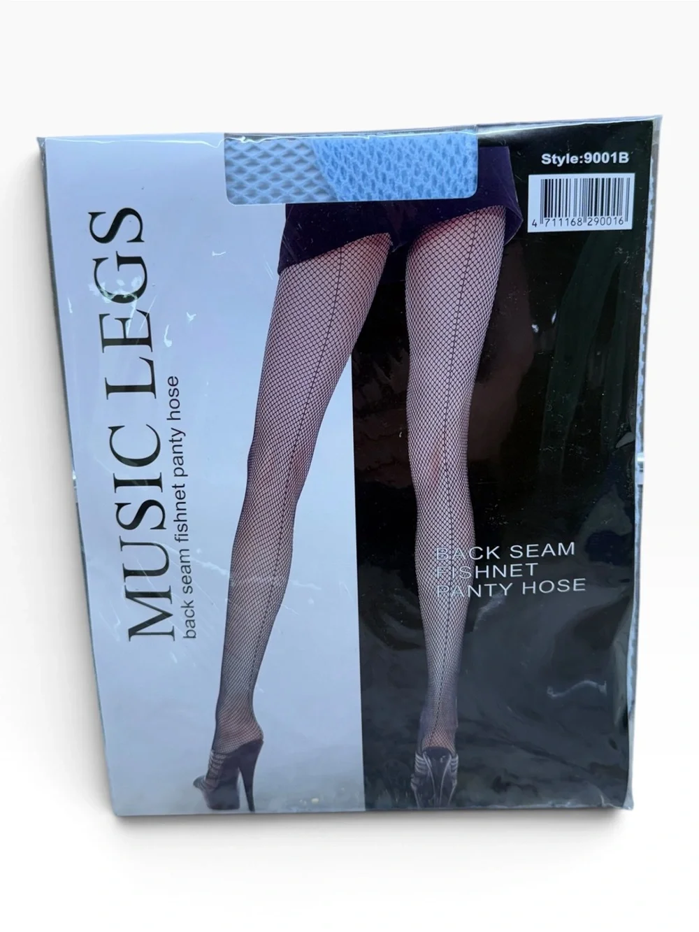 Music Legs Fishnet Back Seam Pantyhose 9001B OS 5’-5’10” 100-175lbs Light Blue